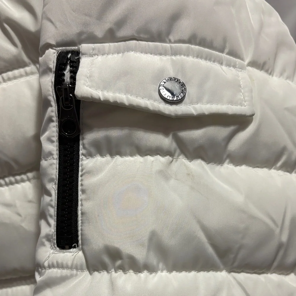 Nautica Women's White Puffer Jacket Faux Fur - Picture 5 of 7